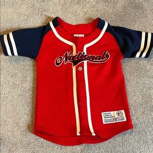 Kids Nationals Red and Blue Baseball Jersey